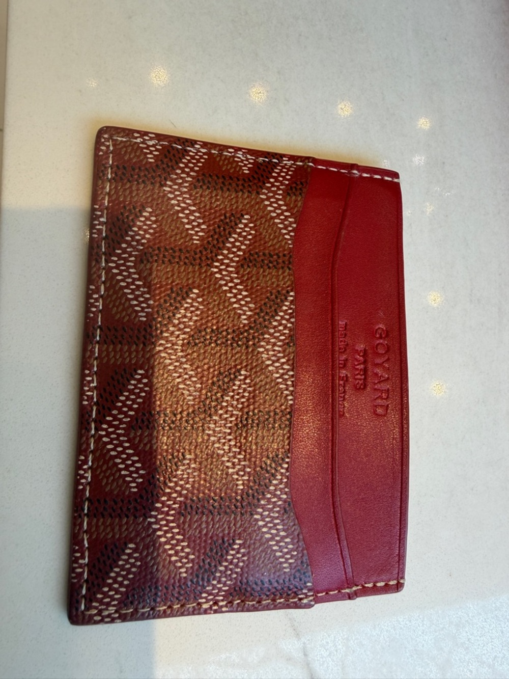 Goyard Red and Brown Signature Card Holder